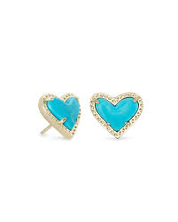 Check spelling or type a new query. Ari Heart Gold Stud Earrings In Turquoise Magnesite Kendra Scott