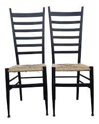 Chair is a reddish gold color. Vintage Mid Century Italian Ladder Back Chair A Pair Chairish