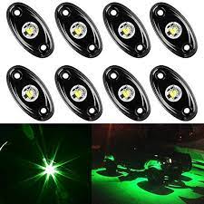 Amak 8 Pods Led Rock Lights Kit Green Underbody Glow Trail Rig Light Waterproof Underglow Led Neon Lights For Jeep Off Road Trucks Car Atv Suv Vehicle Boat Gr Led