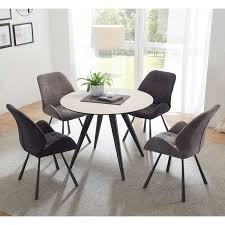 Runde Sitzgruppe Mit 4 Stuhlen In Grau Schwarz Plovema 5 Teilig Veranda Mobel Haus Deko Esszimmer Mobel