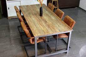teak babut t180 240l old industriele teak eettafel met metaal teakhouten industriele tafel met metalen onde industriele eettafels eettafel industriele tafel