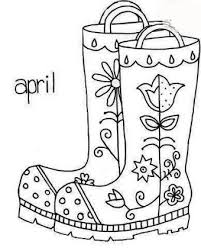 Children can be told how difficult and dangerous it is to go rowing in rain. April Rain Boots Galoshes Folk Art Style Embroidery Pattern Or Coloring Page Redwork Patterns Paper Embroidery Redwork Embroidery