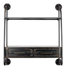 Voir plus d'idées sur le thème étagère style industriel, mobilier de salon, style industriel. Etagere Feng Woody Support Mural Decoratif Style Industriel Vintage En Metal 25x81x85 5cm L Heritier Du Temps