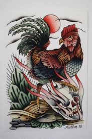 Originally indicated a mariner who had crossed the atlantic. Rooster Anton Aselbor Tattoo Print Traditional Tattoo Animals Traditional Tattoo Rooster Rooster Tattoo