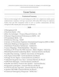 ehs coordinator resume sample