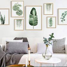 Green Leaf With Pure White Background Simple And Modern Pattern Leaf Material Canvas Function Wall Decor Leaf Wall Art Room Wall Art European Home Decor