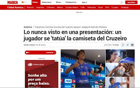 A partir de ahí tuve la suerte de poder contar. Marcelo Moreno Camisa Do Cruzeiro Pintada No Corpo Esportes Home