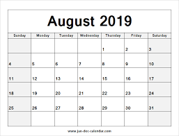 Blank Calendar August 2019 August Calendar September Calendar June 2019 Calendar