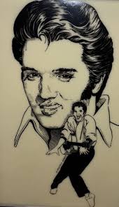 Vintage 1970s Elvis Presley Art Work Plastic Wall Hanging Artist H Ronald  Graff