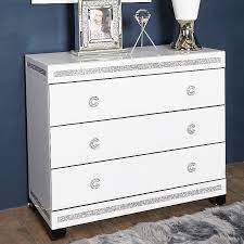 Bedroom chest of drawers with glass. Crystalline White Glass Mirrored Large 3 Drawer Bedroom Chest Cabinet Picture Perfect Home