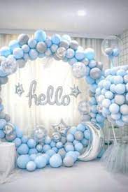 150pcs Diy Balloon Garland Arch Kit In Blue White Gold Baby Boy Baby Shower Birthday Engagement Virtual Party Backdrop Wall Decor In 2021 Baby Shower Balloons Balloons Baby Shower Parties