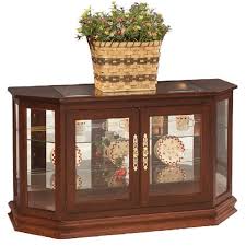 Amish Angled Console Curio Cabinet Furniture Wooden Display Cabinets Curio Cabinet