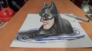 Connect them using two curved lines. 3d Drawing Batman Trick Art Costin Craioveanu