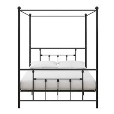 Canora grey canopy bed frame queen size black metal 4 poster mattress foundation modern post corner w/ headboard for girls adultsmetal in black/brown wayfair $ 372.49. Dhp Manila Metal Canopy Bed In Queen Size Frame In Black 4483039