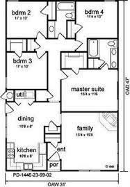 1500 Square Foot House Plans 4 Bedrooms Google Search 4 Bedroom House Plans Square House Plans Bedroom House Plans