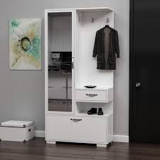 E' la scelta perfetta per chi ha poco spazio ma non vuole rinunciare. Mobile Ingresso Alda Armadio Appendiabiti Porta Scarpe Con Specchio Ante Cassetto Ripiani Bianco In Legno 90 X 35 X 184 Cm