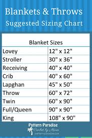 blanket size chart from lovey to king sizes pattern paradise