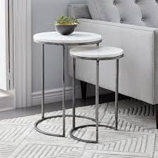Marble Round Nesting Side Table Set Of 2 Marble Side Tables Marble Side Table Round Coffee Table