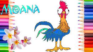 Includes maui coloring pages, as well as pua the pig, hei hei the chicken, and other moana friends. Moana Hei Hei Coloring Page Moana Coloring Book For Kids Rainbow Playhouse Coloring Pages Youtube