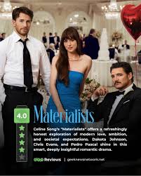 Materialists" thoughtfully dissects modern romance through realistic  characters and an honest portrayal of love and ambition. Our full review in  the comments! #Materialists #moviereview #DakotaJohnson #ChrisEvans  #PedroPascal #CelineSong #A24