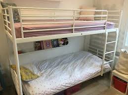 Modern white finish wooden ikea bunk bed with stairs and equipped. White Metal Sturdy Bunk Beds Ikea Good Condition 36 00 Picclick Uk