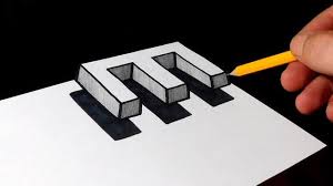 How To Draw 3d Floating Letter E Easy Trick Art For Kids 3d Drawings Realistic Drawings Art Cube