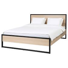 Ikea rosali bettbezug set 100 baumwolle 140 x 200 cm und 80 x. Oksfjord Bettgestell Eichenfurnier Weiss Lasiert Schwarz Ikea Deutschland