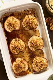 Easy 4 Ingredient Baked Pears Recipe Baked Pears Roasted Pear Dessert Recipes Easy