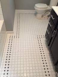 5x5 panel of 2.5 white squares with 1 black diamond mosaic pattern, with 1/16 black grout #bath #black_and_white #dot #floor #metro #mosaic #octagon #tile #victorian. Pin By Signature Cabinets On Work By Signature Cabinetry Design Octagon Tile Bathroom Bathroom Flooring Tile Bathroom