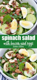 The Best Simple Spinach Salad With Bacon And Eggs The Vinaigrette Dressing Is Tangy And Salad Recipes Healthy Easy Spinach Salad Recipes Healthy Salad Recipes