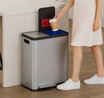61 Liter / 16 Gallon SoftStep Stainless Steel Dual Compartment Step Trash  Can and Recycle Bin with AbsorbX Odor Filters