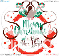 Clipart Of A Merry Christmas And A Happy New Year Greeting Royalty Free Vector Illustration By Vector Tradition Sm 1434596