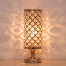 Small tiles create a lovely mosaic design in this round table lamp style. Crystal Bedside Table Lamps Modern Gold Nightstand Desk Lamp With Beads Lampshade Metal Base Stylish Bedside Crystal Table Lamps Gold Lamp Vintage Table Lamp