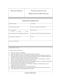 Sample receptionist performance form name: Employee Evaluation Billing Front Office