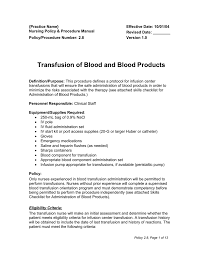 Transfusion Of Blood And Blood Products