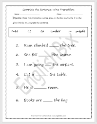 349,288 plays grade 4 (5728) preposition maze. Complete The Sentences Using Correct Prepositions For Grade 3 Kids Englishbix