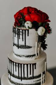 Black And White Ombre Cake Black White Red Minimalist Wedding Inspiration Unique Wedding Cakes Red Velvet Wedding Cake Debut Cake