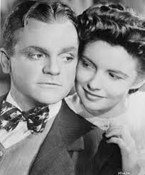 James with his lovely co-star and on-screen wife, Joan Leslie -- Mr. and  Mrs. George M. Cohan. The film was "Yankee Doodle Dandie." Among the dozens  of dramatic tough-guy films in which