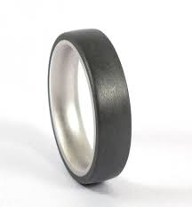Unique Titanium Graphite Ring Round Or Flat Wedding Rings Round Wedding Rings Rings