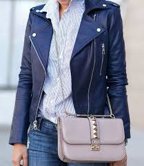 New Goodies Brooklyn Blonde Blue Leather Jacket Leather Jacket Outfits Blue Jackets Outfits