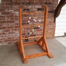 To build a wooden ladder golf game. I Made A Ladder Ball Set Last Night Out Of Scrap Wood Golf Balls And Tennis Balls This Should Be Fun Cool Woodworking Projects Wood Games Yard Games
