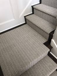 Black And White Herringbone Stair Runner This Herringbone Carpet Stair Runner Is Stair Goals Gorgeous Patterned Medium Tone Durable Carpet On Dark Staine Durable Carpet Carpet Stairs Stairway Carpet