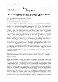 Jan 23, 2014 · i told my friends that i was going to go out with my son, and they were impressed, she said, as she got into the car. Pdf Difficulties In Geography Teaching And Learning In The Esl Classroom In Zimbabwe