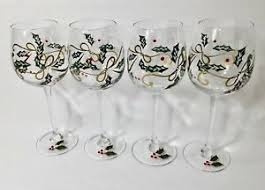 Set Of 4 Lenox Holiday Spirit Crystal Water Wine Goblets 16 Oz Excellent In Box Ebay