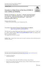 First off, can you explain how malay names are given? Pdf Correction To Malay Version Of The Fear Of Covid 19 Scale Validity And Reliability