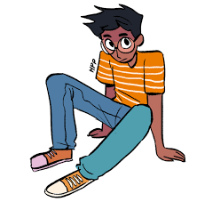 Spiked Floofy Hair Round Glasses Sweating Nervous Smile Yellow White Striped Shirt Hair Rounds Character Design Character Design Inspiration Art Reference