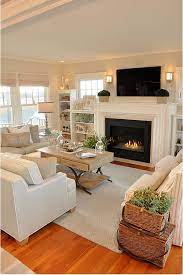 This way, you can make the most of both by cozying up to the fire while watching your favorite movie. Inspiring Neutral Living Room Designs Farm House Living Room Farmhouse Decor Living Room Neutral Living Room Design
