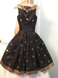 1960s Cocktail Dress Black And Gold Made Of Indian Sari Silk Saree Designs Dresses Sari Dress