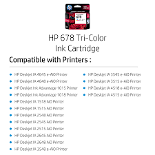 Buy hp deskjet ink advantage 4645 all in one printer online at tatacliq com. Hp 678 Tri Colour Original Ink Advantage Cartridge Evolution Technologies