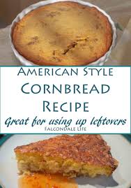 Amysarah points to her recipe for corn pudding, and suggests substituting the cornmeal with crumbled, dry cornbread. American Style Cornbread Recipe Great For Using Up Leftovers Falcondale Life